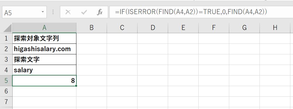 FIND関数の適用時のエラーを除去した結果