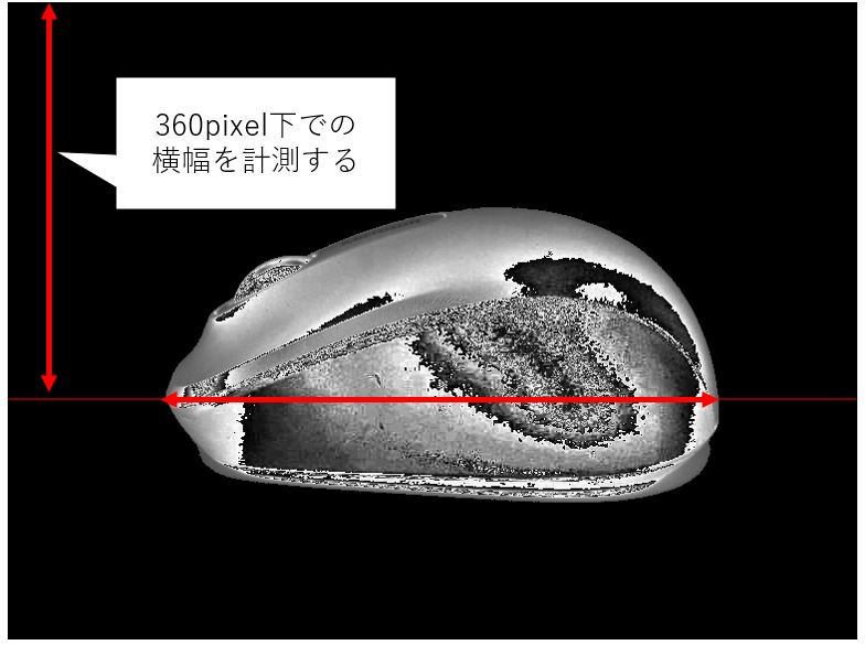 物体の長さを測る高さを確認する