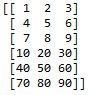 numpy-concatenateを使って２つの配列を縦方向に結合した結果