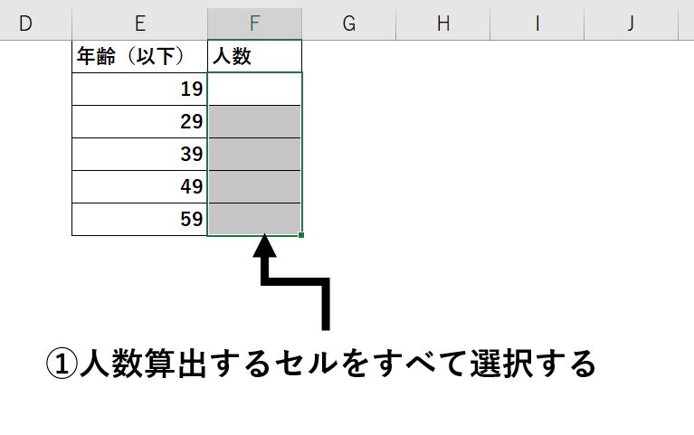 FREQUENCY関数の使い方説明