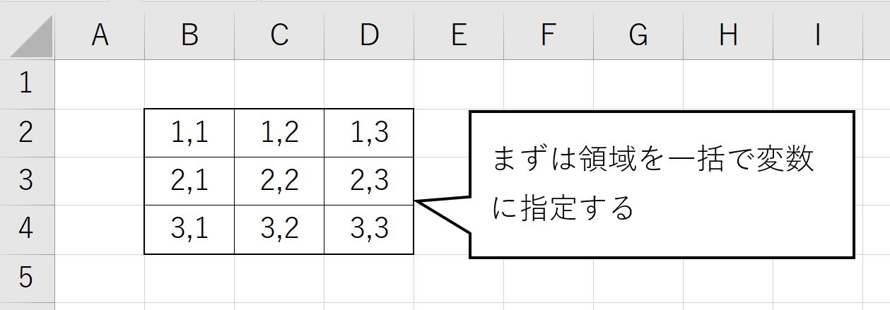 領域をひとつの変数として指定する例