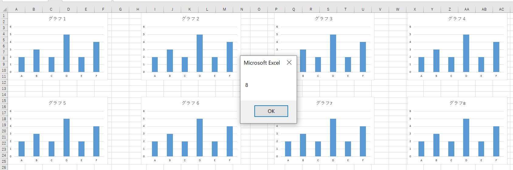 シート上のグラフの個数を取得した結果