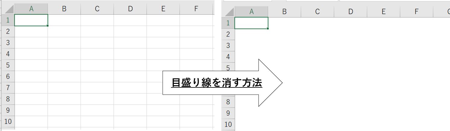 エクセルシートの目盛り線を消すという作業概要図