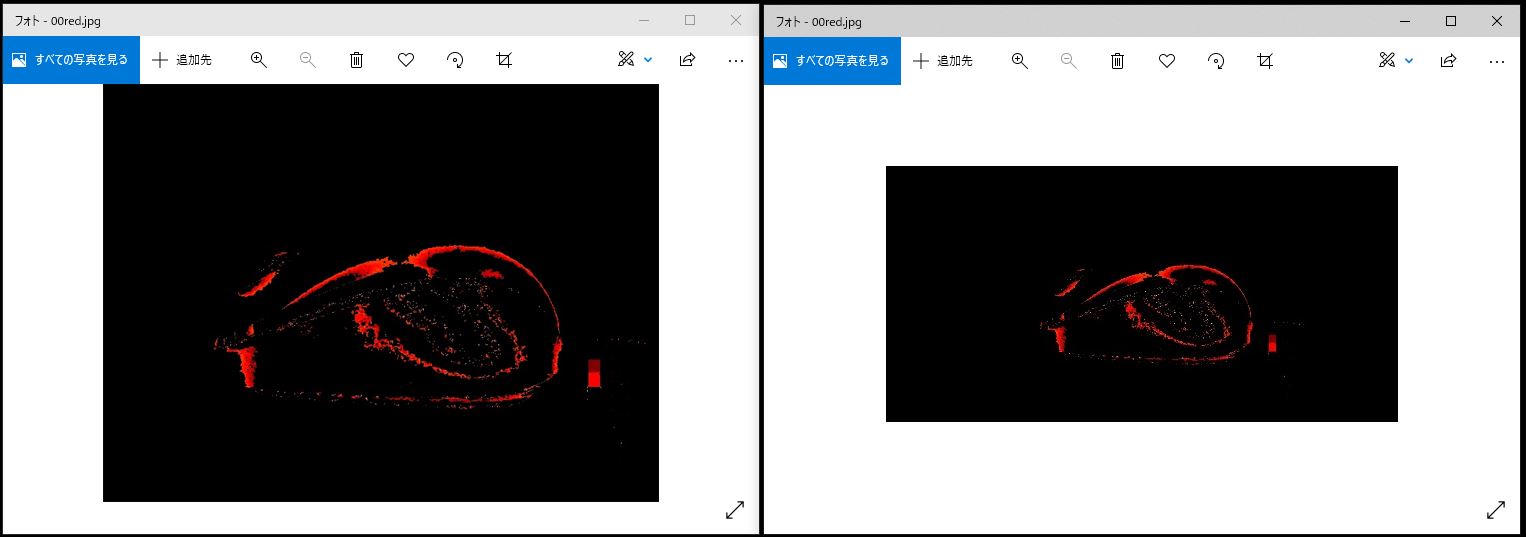 リサイズ前後での画像を比較した結果