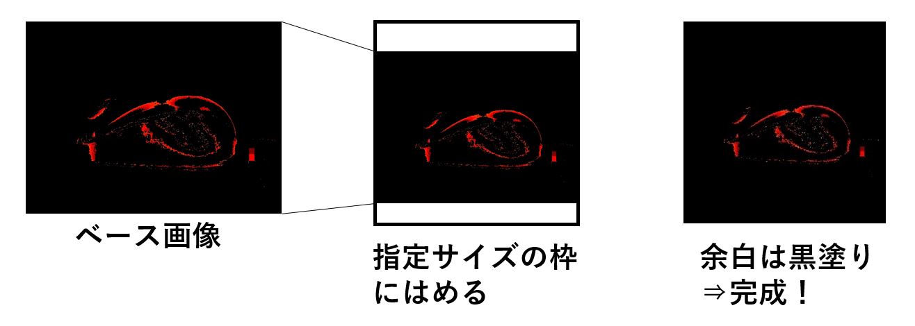 アスペクト比を維持したまま画像をリサイズする際の作業イメージ図