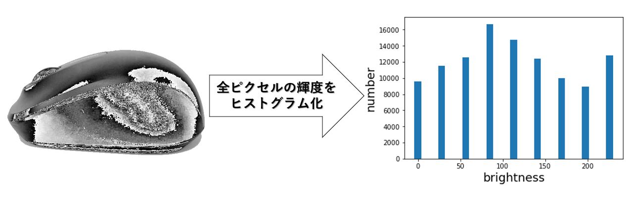 画像輝度をヒストグラム化するという作業概要図